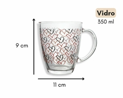 Kit 2 Xicaras Estampadas 350ml Vidro - Oro Comércio