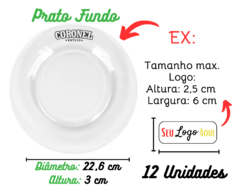 12 Pratos Fundo Vidro Original Personalizado Transparente - loja online