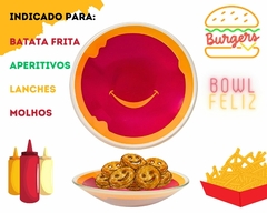 Jogo 2 Bowls Feliz Tigela Lanche Batata Petisco Molhos Vidro - loja online