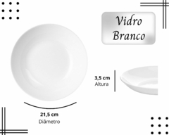 Jogo 6 Prato Fundo Vidro Cor Branco Liso Resistente Opaline - comprar online