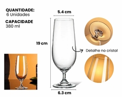 Conj 6 Taças Cristal 380ml Cerveja/Chopp - Oro Comércio