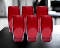 Imagem do Kit 6 Copos 370ml Vidro Vermelho/Preto