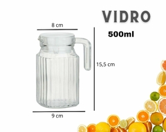 Jarra Vidro Grosso 500ml C/ Tampa Plástico Suco Água Drinks na internet