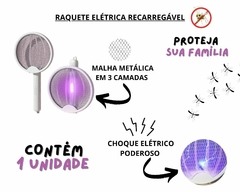 Raquete Elétrica Dobrável C/ Led Mata Insetos Pernilongo - Oro Comércio