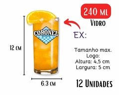 Conj. 12 Copos Alto Vidro Personalizados 240ml Suco - loja online