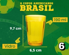 Kit 6 Copos Americanos 190ml Brasil Vidro - Oro Comércio