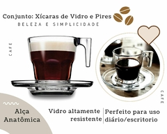 Kit 6 Xícaras 80ml C/ 6 Pires Vidro Transparente na internet