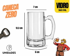 Kit 6 Canecas Chopp 360ml Zero Grau Vidro - loja online