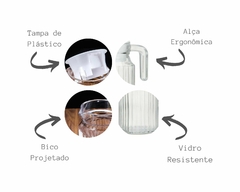 Kit 4 Jarra Vidro Grosso 500ml C/ Tampa Plástico Suco Água - Oro Comércio