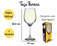 Kit 2 Taça Vinho 490ml Vidro Love Gold - loja online