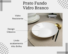 Jogo 6 Prato Fundo Vidro Cor Branco Liso Resistente Opaline na internet