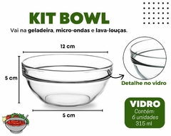 Kit 6 Bowls 315ml Tigelas Vidro Empilhável - Oro Comércio