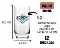 Kit 12 Copos Personalizados 300ml Vidro - Oro Comércio