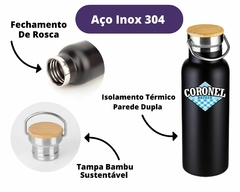 Conjunto 15 Garrafas Térmicas Personalizadas 750 ml C/ Tampa De Bambu - Oro Comércio