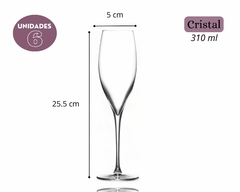 Jogo 6 Taças 310ml Champanhe Cristal Ecologócio - Oro Comércio