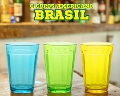 Kit 6 Copos Americanos 190ml Brasil Vidro - loja online