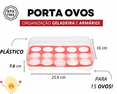 Porta Ovos Organizador - 15 Ovos Plástico - Oro Comércio