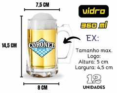 Kit 12 Canecas Cerveja Chopp Zero Grau Personalizadas 360ml - loja online