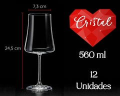 Jogo 12 Peças Taça Cristal P/ Vinho Tinto 560ml Luxo Premium - Oro Comércio