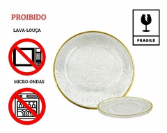 6 Pratos Raso Com Borda Dourada - loja online