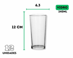 Conj 12 Copos De Vidro 240ml Médio na internet