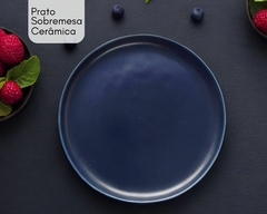 Kit 2 Pratos Sobremesa Cerâmica Azul - comprar online