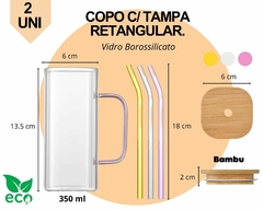 Kit 2 Copos 350ml Vidro Borossilicato C/ Tampa - Oro Comércio