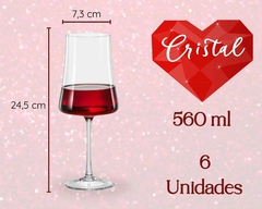 Kit 6 Taças de Vinho 560ml Xtra Cristal Grande e Delicada - Oro Comércio