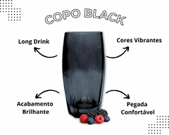 Kit 6 Copos 370ml Vidro Vermelho/Preto - comprar online