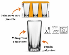 Jogo 3 Copos De Vidro 330ml Transparente - Oro Comércio