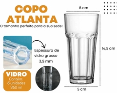 Kit 6 Copos Vidro 360ml Transparente - Oro Comércio