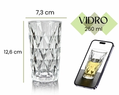 Jogo com 6 Copos de Vidro Diamond de 260ml na internet