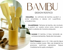 Kit 4 Talheres Bambu Natural + Suporte na internet