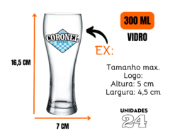 Kit 24 Copos 300ml Vidro Personalizado Cerveja - Oro Comércio