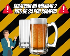 Kit 24 Canecas 360ml Chopp Zero Grau Vidro Grosso na internet