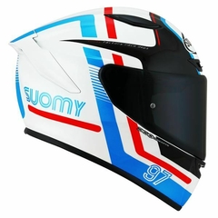 CAPACETE SUOMY TRACK 1 NINETY BRANCO/VERMELHO/AZUL - TRILHA FORTE