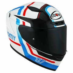 CAPACETE SUOMY TRACK 1 NINETY BRANCO/VERMELHO/AZUL - comprar online