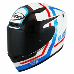 CAPACETE SUOMY TRACK 1 NINETY BRANCO/VERMELHO/AZUL