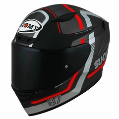 CAPACETE SUOMY TRACK 1 NINETY CINZA/VERMELHO