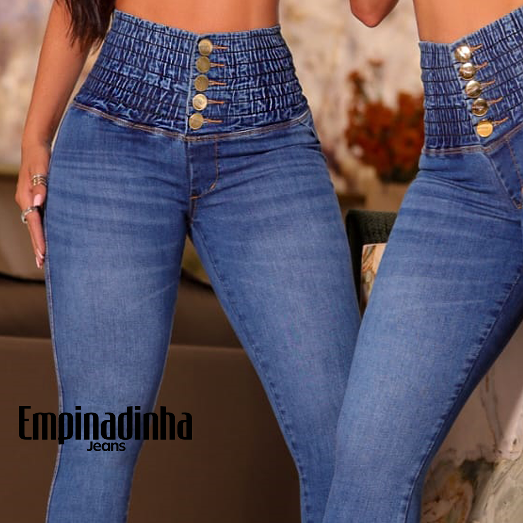 Calça jeans modeladora super lipo flare empina bumbum