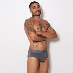 Cueca Slip Microfibra Lisa Elástico Bordado - C7542 - loja online