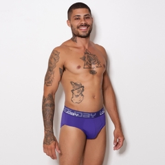 Cueca Slip Microfibra Lisa Elástico Bordado - C7542 - loja online