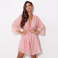 Robe Melina em Microfibra e Detalhe em Renda - C8585 - loja online