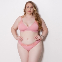 Conjunto Plus Size sem Bojo em Microfibra e Renda - C9103