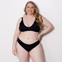 Conjunto Plus Size sem Bojo em Microfibra e Renda - C9103