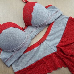 Conjunto Sabrina em Tecido Mescla e Renda - C8725 - loja online