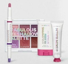 Kit Paleta de Sombra + Sombra em Bastão + Hidratante Labial + Blush em Bastão Larissa Manoela By Océane (4 Produtos)