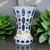 Vaso em cristal overlay azul com motivo floral - 19cm