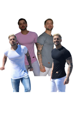 Pack X4 Remerones Hombre Entallados Long Slim Fit