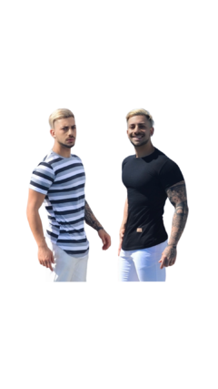 Pack X2 Remerones Hombre Entallado Long Slim Fit Flores + Liso - tienda online